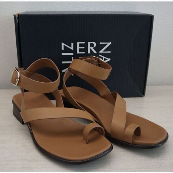 Naturalizer Women's Sz 8.5M Saddle Tan Leather Birch Ankle Strap Sandals - Picture 1 of 12